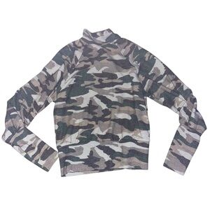 Maeve by Anthropologie XS Camo Balloon Sleeve Soft Turtleneck Sweatshirt Sweater